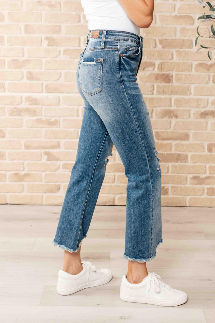 Sammy High Waist Distressed Crop Straight Leg Jeans - TheDesignChambersBoutique