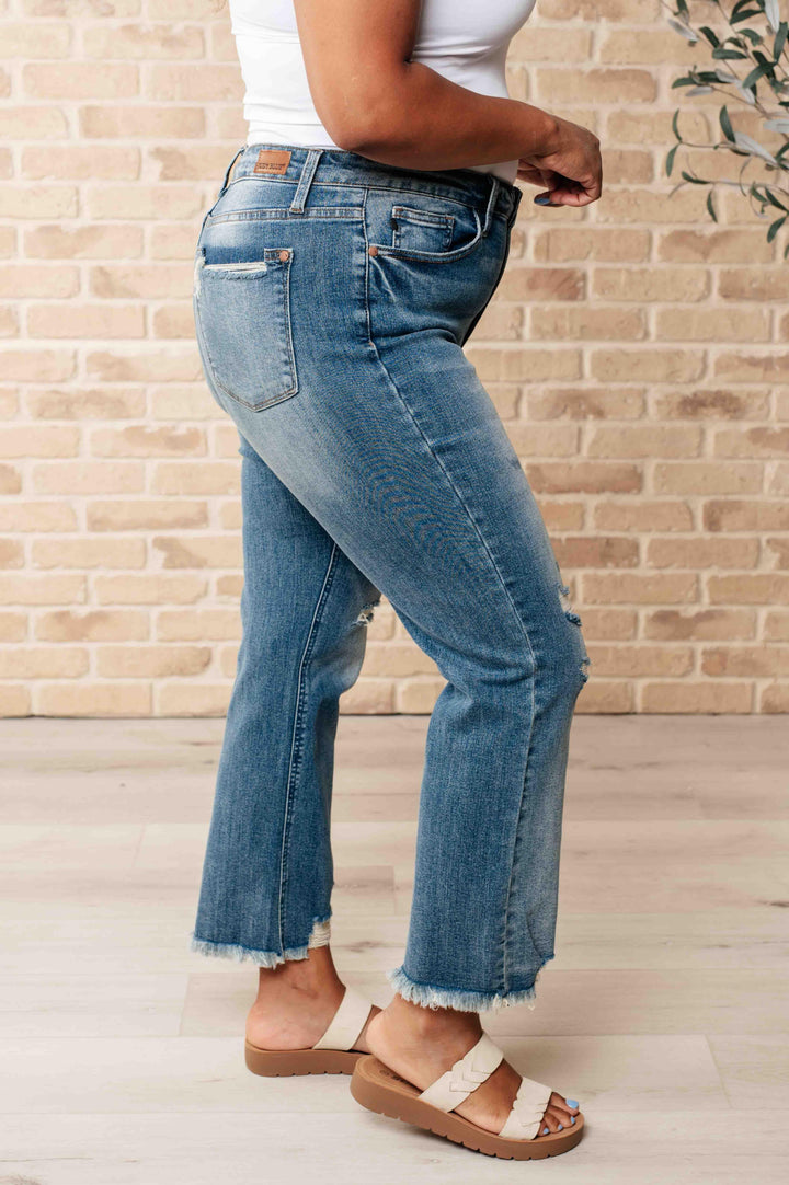 Sammy High Waist Distressed Crop Straight Leg Jeans - TheDesignChambersBoutique