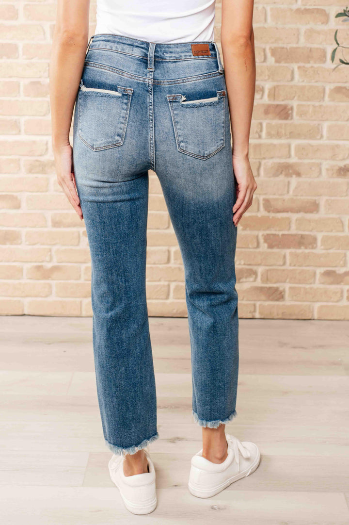 Sammy High Waist Distressed Crop Straight Leg Jeans - TheDesignChambersBoutique