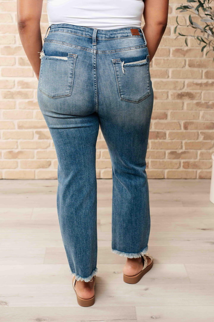 Sammy High Waist Distressed Crop Straight Leg Jeans - TheDesignChambersBoutique