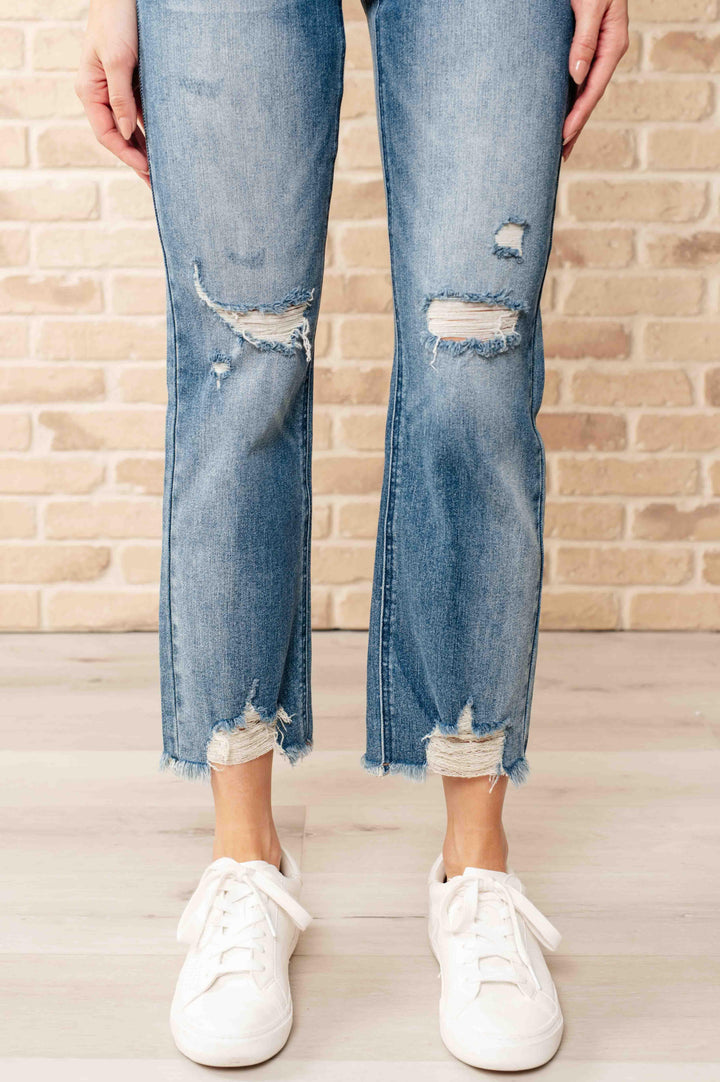 Sammy High Waist Distressed Crop Straight Leg Jeans - TheDesignChambersBoutique