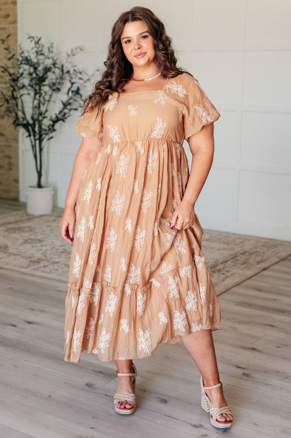 Trusting My Intuition Balloon Sleeve Dress in Camel - TheDesignChambersBoutique