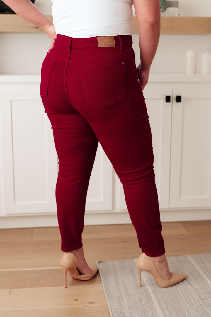 Wanda High Rise Control Top Skinny Jeans Scarlet - TheDesignChambersBoutique