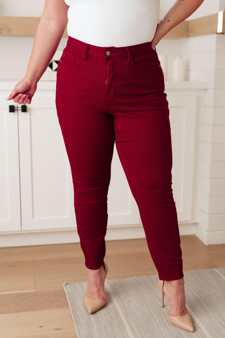 Wanda High Rise Control Top Skinny Jeans Scarlet - TheDesignChambersBoutique