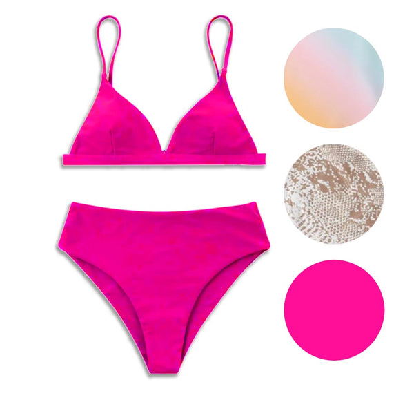 Push Up Triangle Bikini - 3 Prints! Python, Pink , Or Pastel!