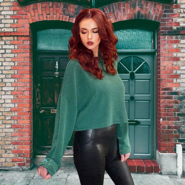 Emerald Isle Boxy Corded Mock Neck Top