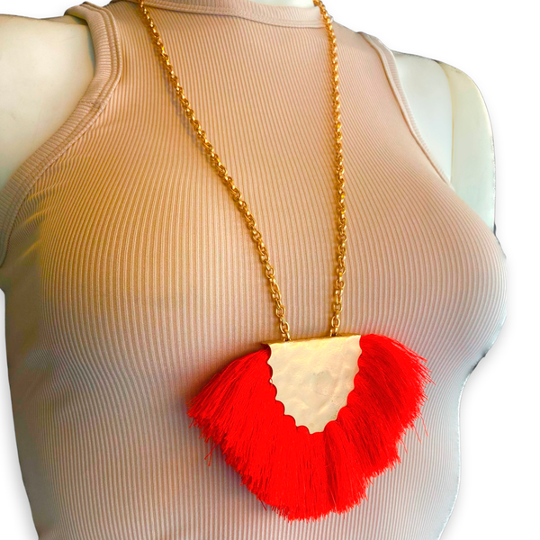 Fire Fan Statement Necklace in Matte Gold