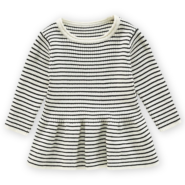 Snowy Stripes Sweater Dress for Baby Girl - TheDesignChambersBoutique