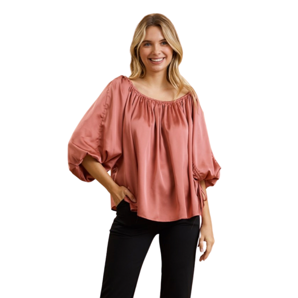 Satin peasant top