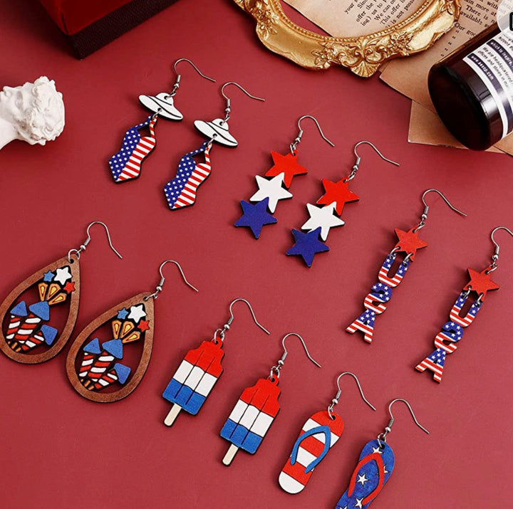 red white and blue patriotic earrings