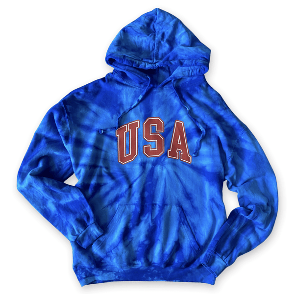 USA Hoodie in Royal Blue Tie Dye (unisex) - TheDesignChambersBoutique