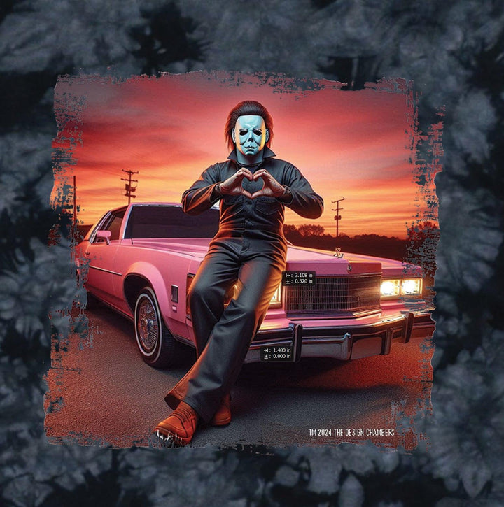 Halloween Michael Myers Sunset Heart Hands Graphic Tee or Sweatshirt - TheDesignChambersBoutique