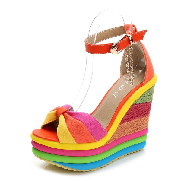 PRIDE Girl Rainbow Wedges with Chain SIZE 8.5 LAST PAIR