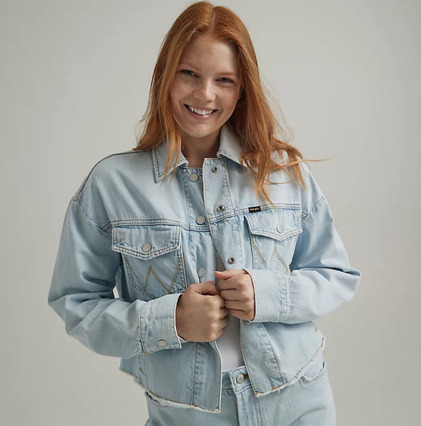 Wrangler Cropped Jean Shacket - Light Denim - TheDesignChambersBoutique