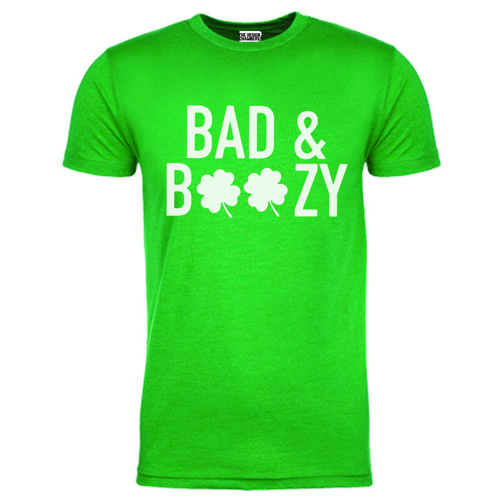 St Patricks Day Bad and Boozy Unisex T-shirt Kelly Green