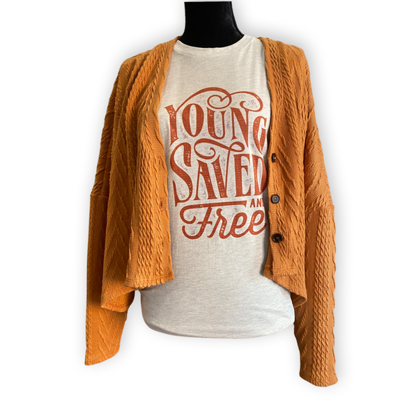 Perfect Drape Cable Knit Cardigan in Rust