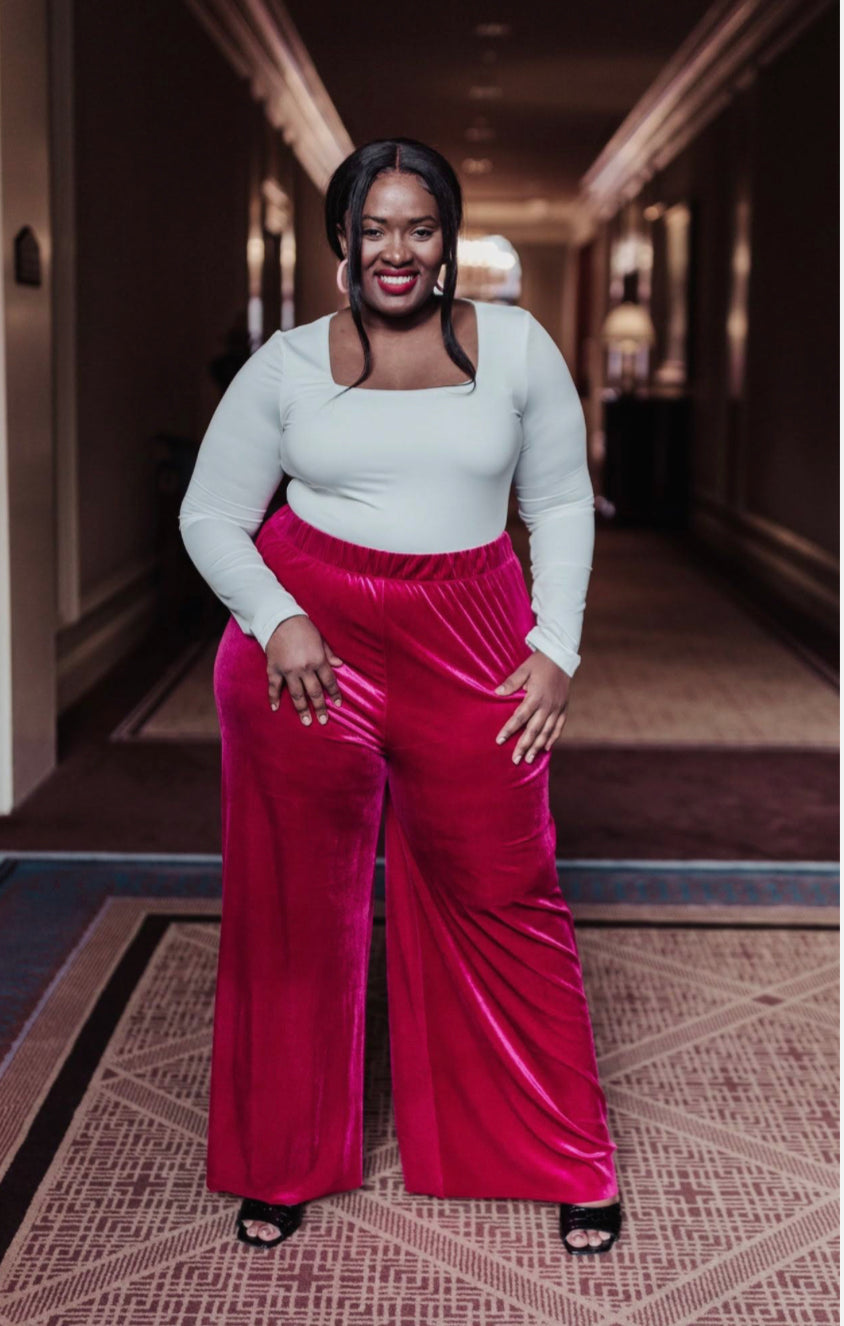 Plus size red outlet wide leg pants