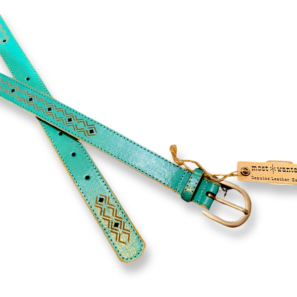 Turquoise Western Design Belt by Most Wanted