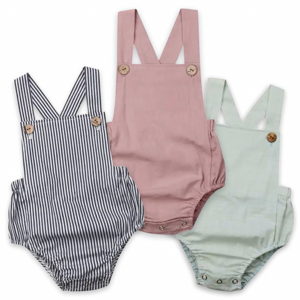 Unisex Baby Rompers-Stripes, Mauve or Sage Green